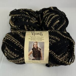 Premier Yarns Starbella Flash Black Gold Glitter Yarn